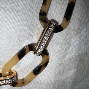 NWT Tortoise Shell Chain Necklace with Rhinestones